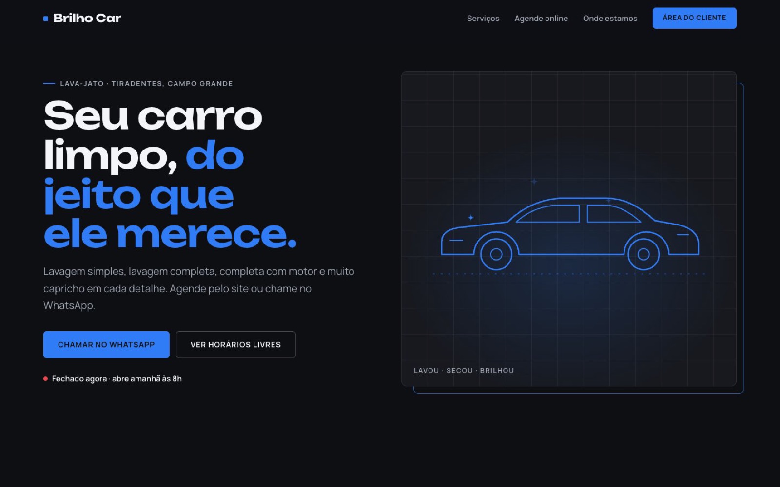 Modelo Pista de site para lava-jato
